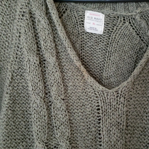 Olive Green Cable Knit Maternity Sweater - Picture 2 of 3